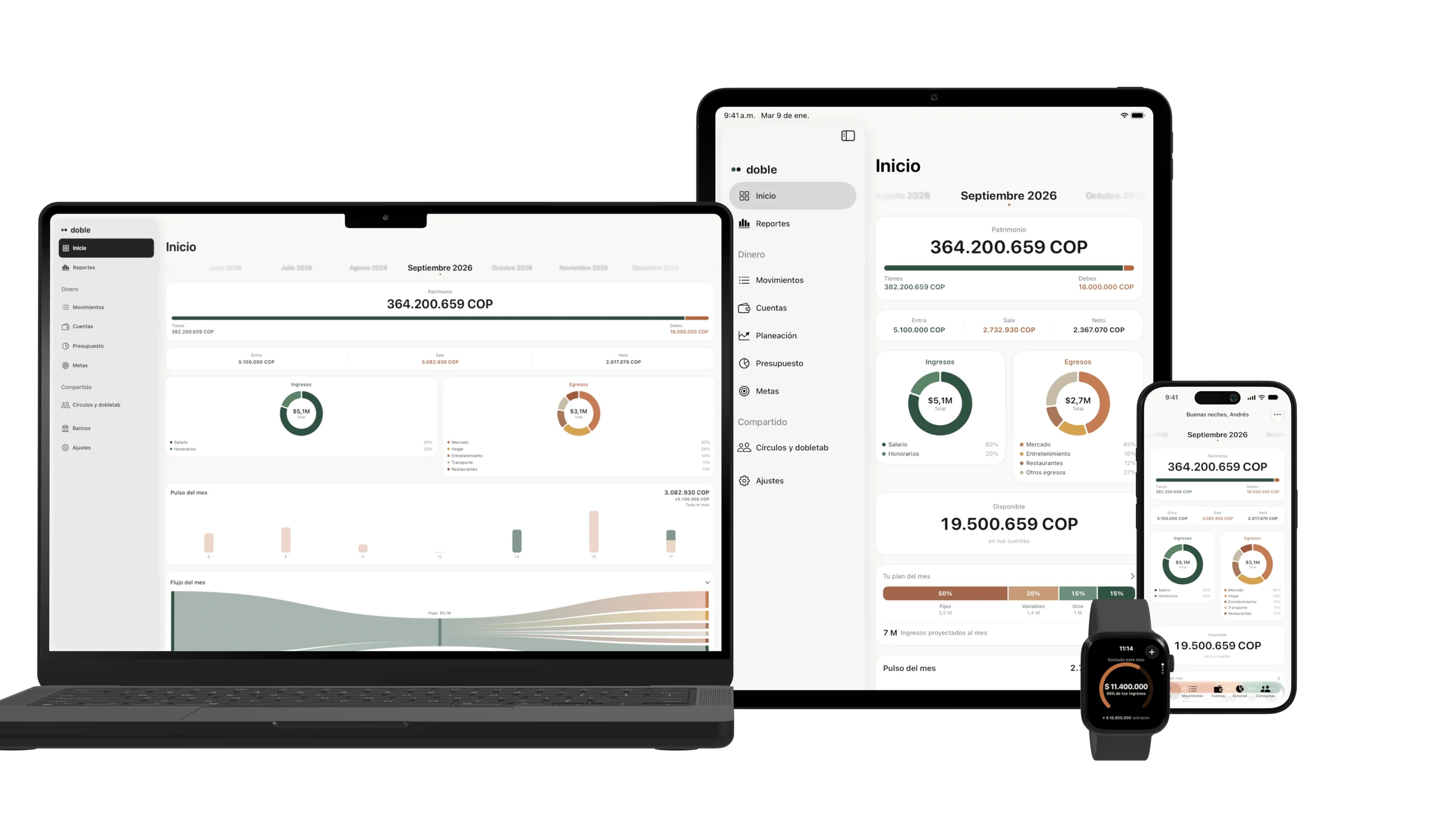doble en Mac, iPad, iPhone y Apple Watch, con la misma cuenta en los cuatro